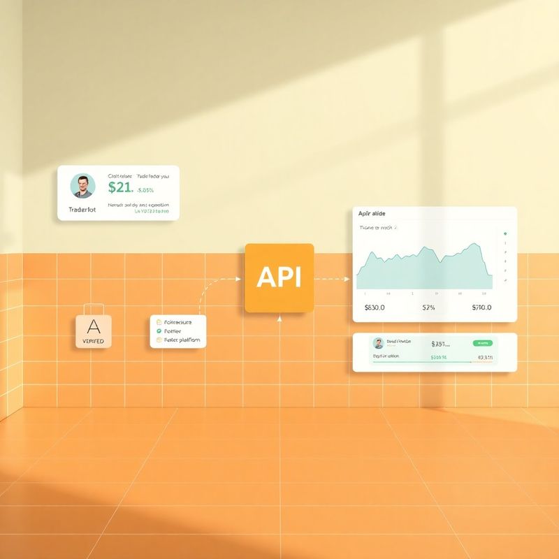 Diagrama de conexiones API entre bot de trading y varias plataformas de bróker